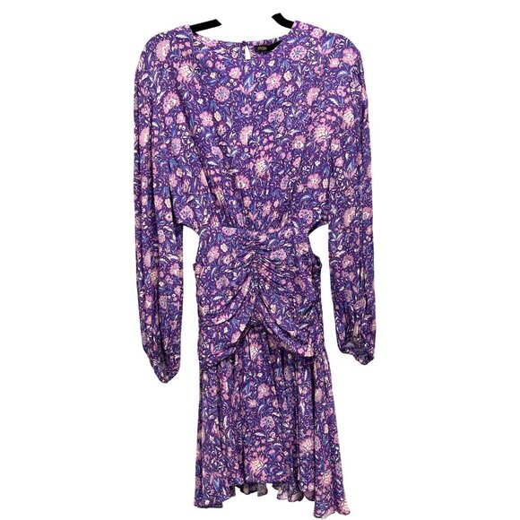 Maje Floral Ruched Cut Out Mini Dress Size 40 Large NWT - Picture 3 of 11